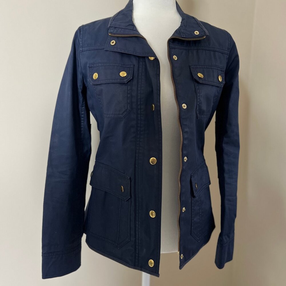 J.Crew Navy Coated Canvas Utility Jacket Size XS